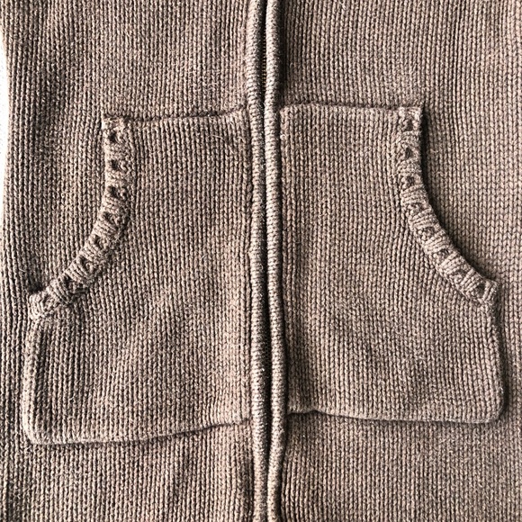 (229) Long Brown Knit Zipup Cardigan - Picture 4 of 7